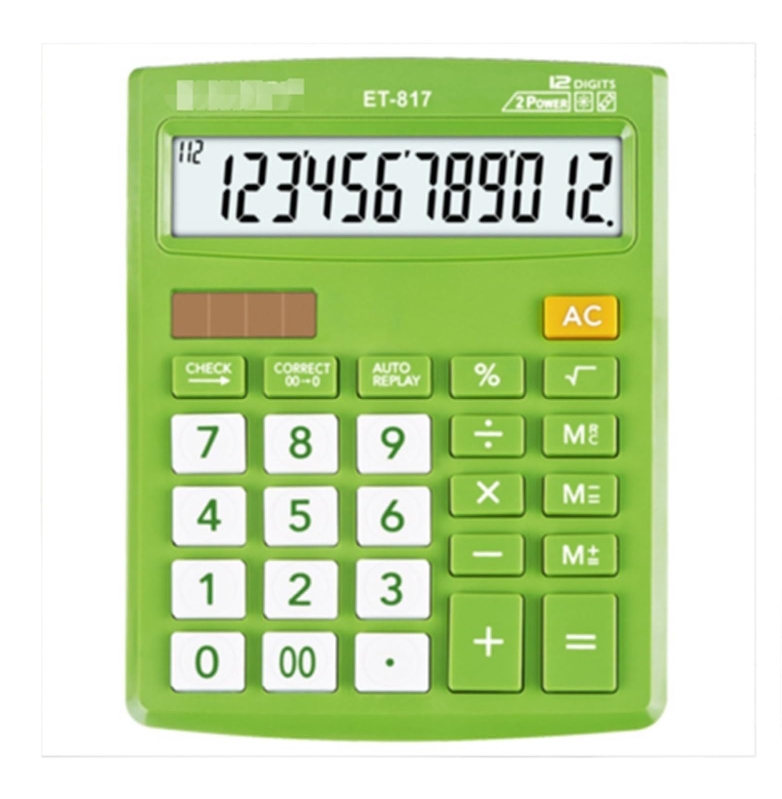 Calculatrice Calculatrice Solaire De Bureau avec Écran LCD À 12 Chiffres for L'école, La Maison Et Le Bureau Office(Grün)