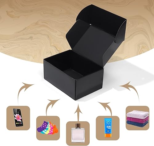 Miniatura 5 de ZBEIVAN Cajas de envío pequeñas negras de 9 x 6 x 4 pulgadas, 20 paquetes de cajas de cartón corrugado para embalaje de pequeñas empresas, cajas de
