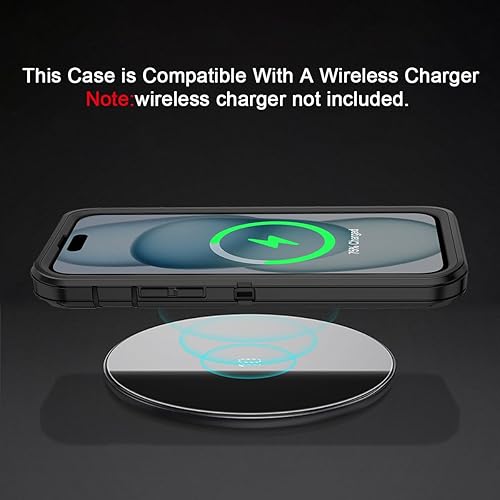 Miniatura 6 de I-HONVA Funda para iPhone 15 Plus a prueba de golpes, a prueba de polvo y caídas, 3 capas de protección de cuerpo completo sin protector de