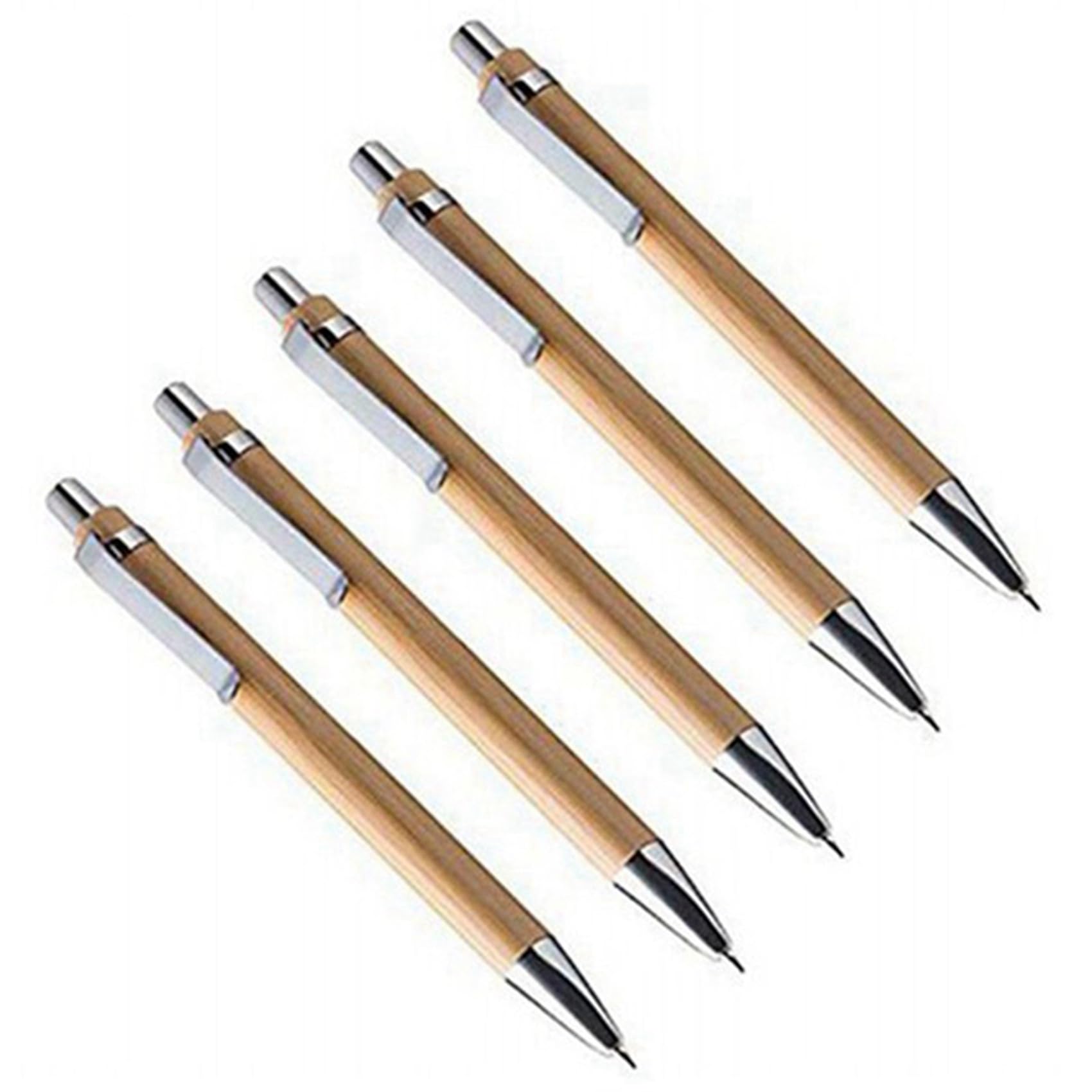 140 Pezzi di Forniture per Ufficio e Scuola Penna Sostenibile nel Bambù Penna un Sfera Retrattile Strumento di Scrittura (Inchiostro Nero)