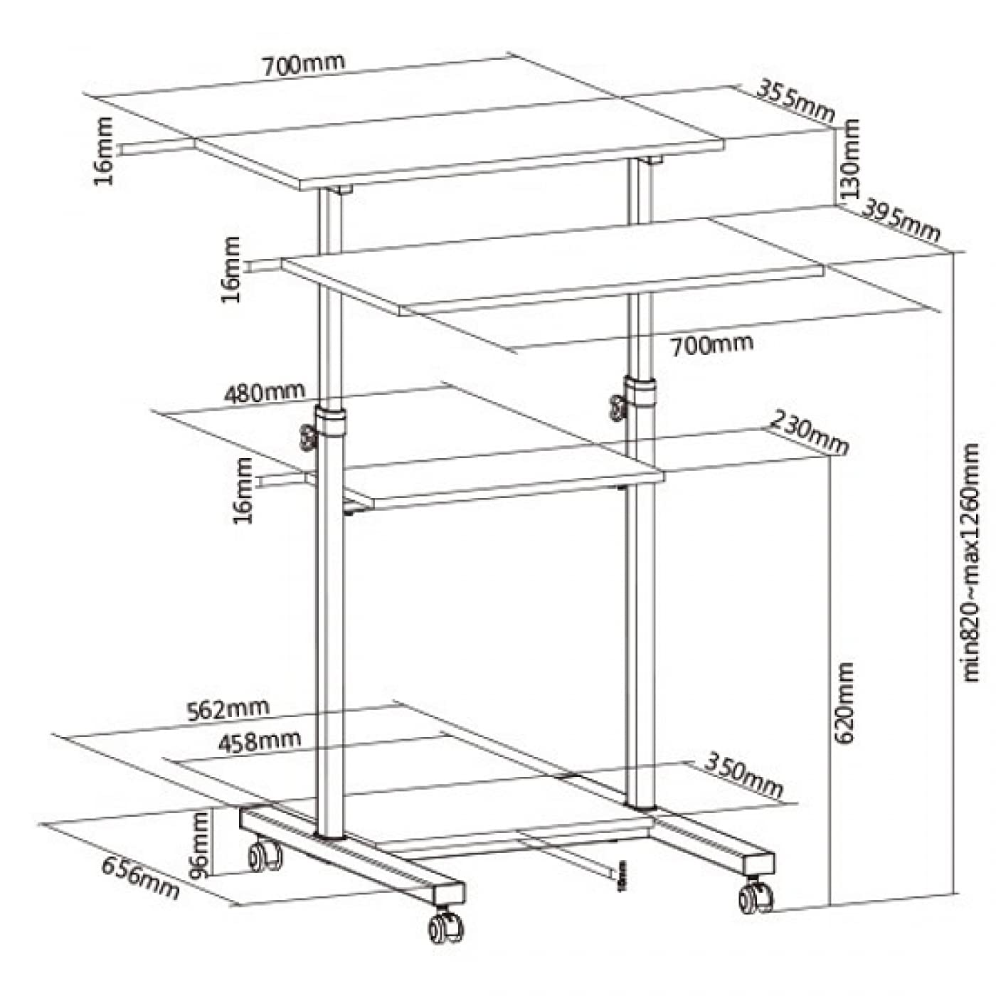 VDD Bureau Assis Debout Table d'ordinateur Portable Poste de Travail - lutrin lutrin - Mobile