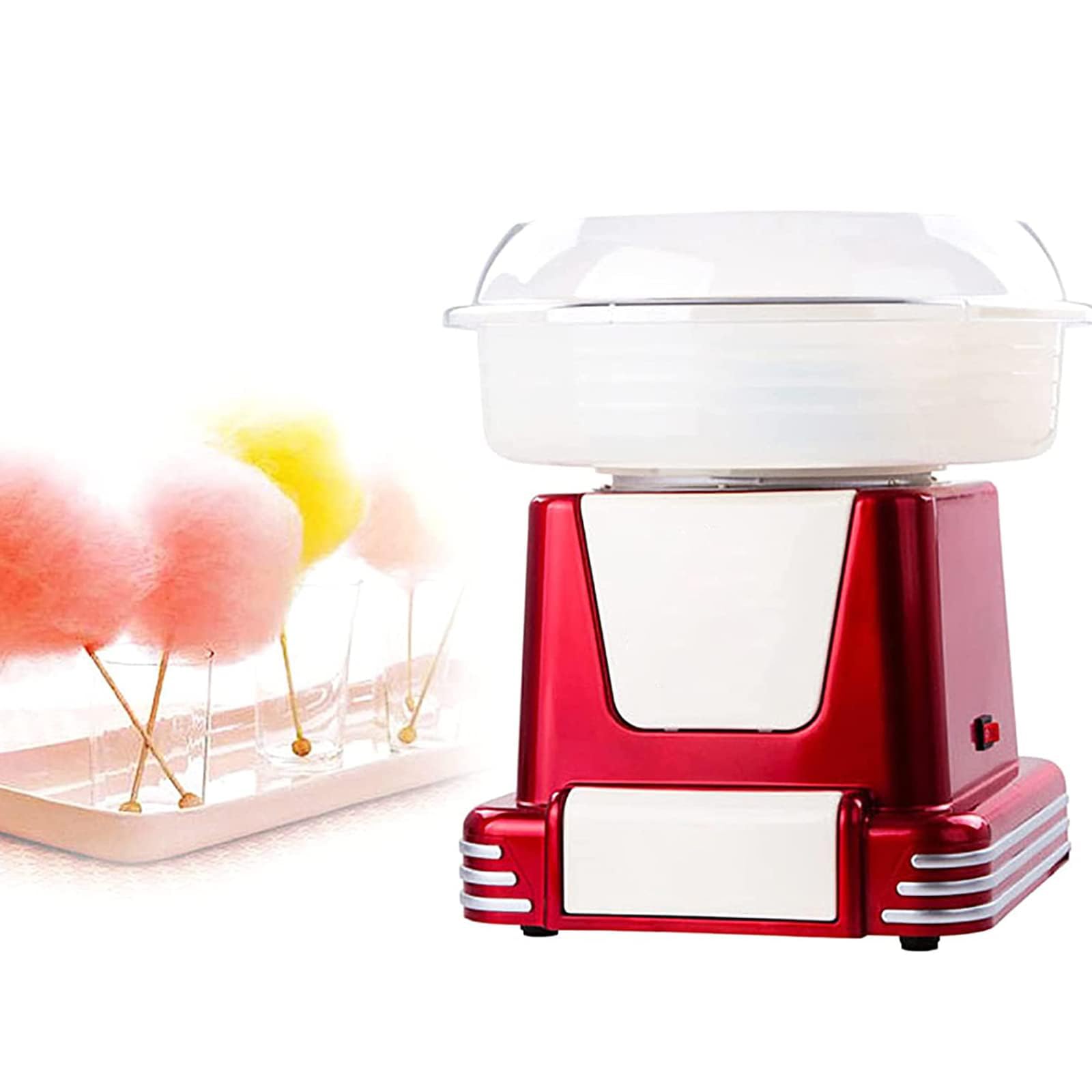 Máquina de algodón de azúcar retro, portátil para el hogar, para hacer hilo dental de caramelo, fácil de limpiar, mini diseño para niños, hogar, fiesta, cumpleaños y festivales