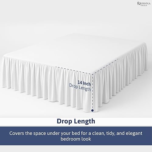 Miniatura 4 de KP Linen Falda de cama con volantes con esquinas divididas, tamaño individual (caída de 14 pulgadas) falda de cama con volantes de plataforma con