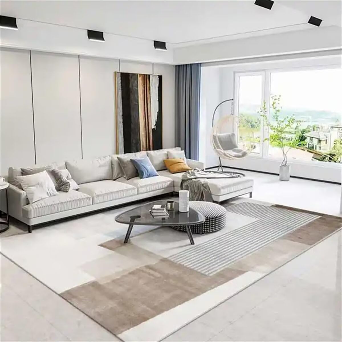 Tapis salon design moderne lavable pour simplifier l'entretien des espaces de vie familiaux