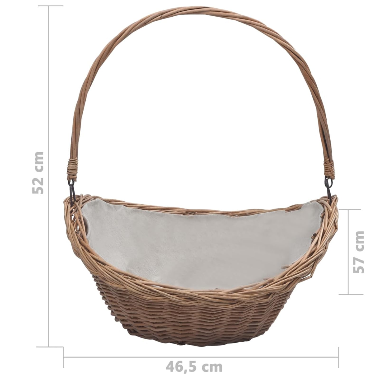 Mobili Cesta Legna da Ardere con Manico 57x46,5x52cm Marrone in Salice, Mobili per Casa Interno Esterno Soggiorno Camera da Letto Decorazione da Mobili Camera