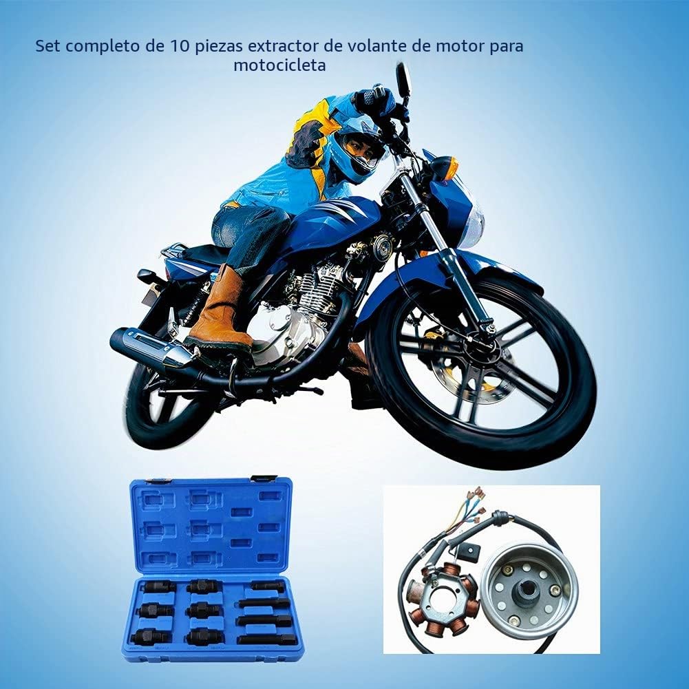 Juego de 10 Extractores de Volante de Moto, Acero al Carbono de Extractor de Volante de Motocicleta Herramientas Moto para Scooter Moto Bicicleta M14-M28