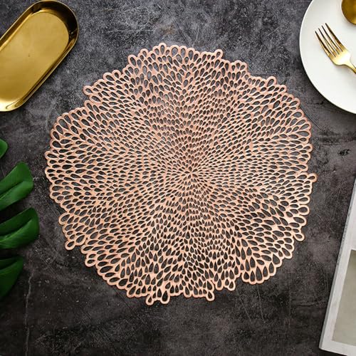 Set de Table Motif Gouttes d'eau Or Rose KnSam en PVC Haute Qualité de 38cm
