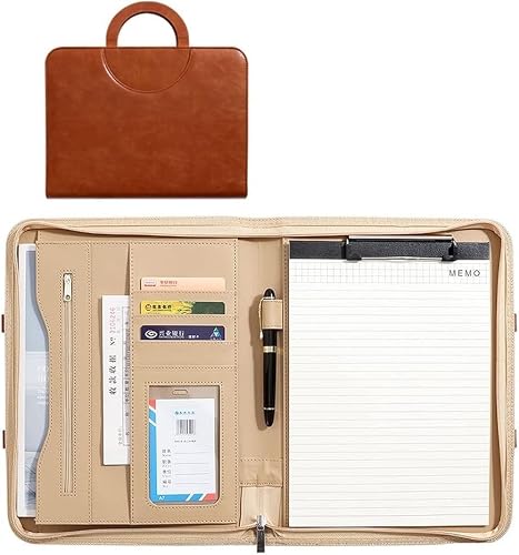 VHJdtE Folder, Clipboard Business Conference Bag for Women Men(Bruin)