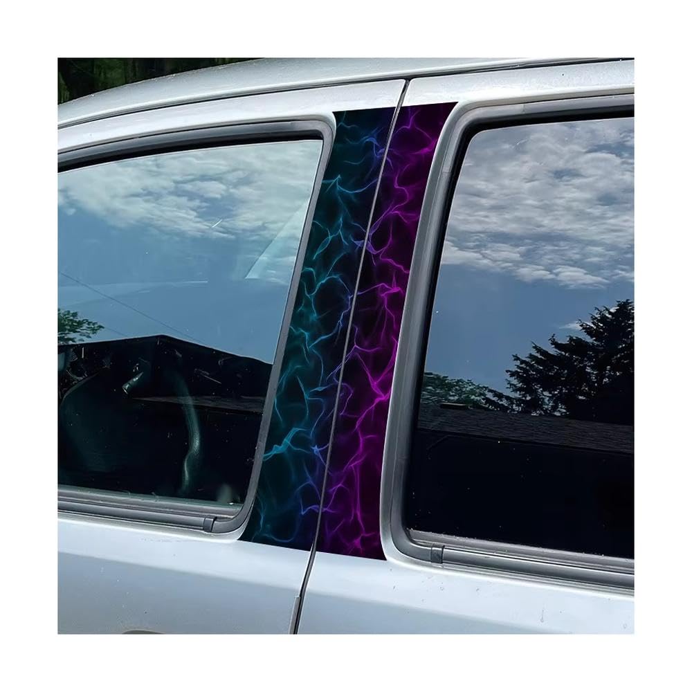 Body Parts 2 PCS Car Window Pillar Stickers Neon Ripple Flames Scratch-Resistant Protective Film