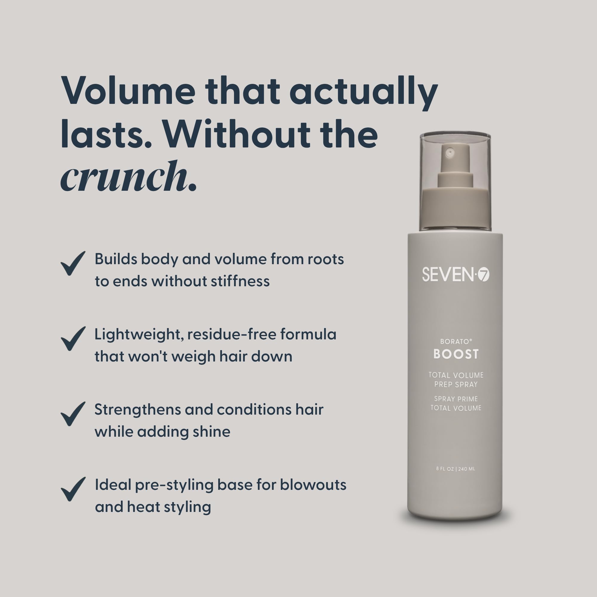 SEVEN Borato Boost Total Volume Prep Spray, Root Lift Volumizer, 8 oz