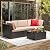Devoko 4 Pieces Patio Furniture Sets All-Weather Outdoor Sectional Sofa Manual Weaving Wicker Rattan Patio Conversation Set with Cushion and Glass Table (Beige)