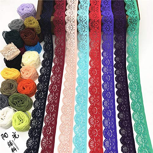 Yalulu 20 Yards Floral Lace Fabric Stretch Elastic Ribbon Trim Lace for Sewing Underwear Garment Headbands Crafts Making (Black) - Image 4