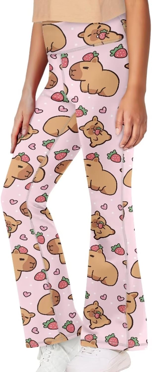 Ystardream Girls Flare Leggings Butt Lift Wide Leg Pants Kids Clothes