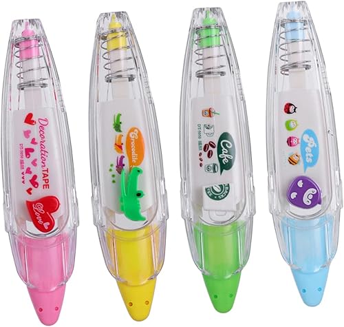 Cinta de corrección de bricolaje para álbumes de recortes, cinta decorativa amarilla para diario, escuela, oficina, fácil de aplicar