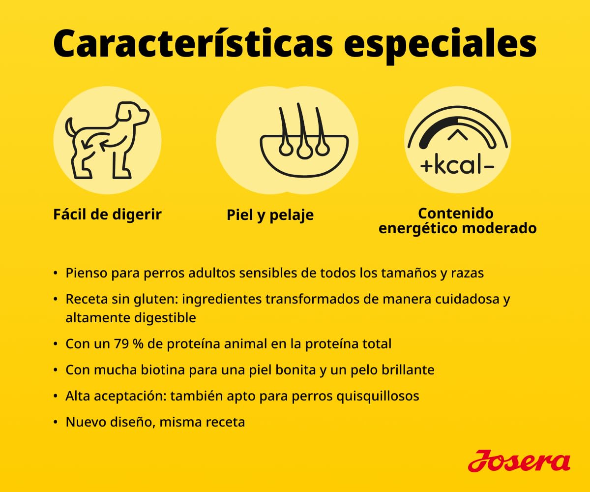 JOSERA SensiPlus Pato & Arroz (1 x 3 kg) | Adulto | Pienso seco prémium para Perros Adultos sensibles | con Mucha biotina para una Piel y Pelaje sanos | fácil de digerir | sin Gluten | 1 Pack