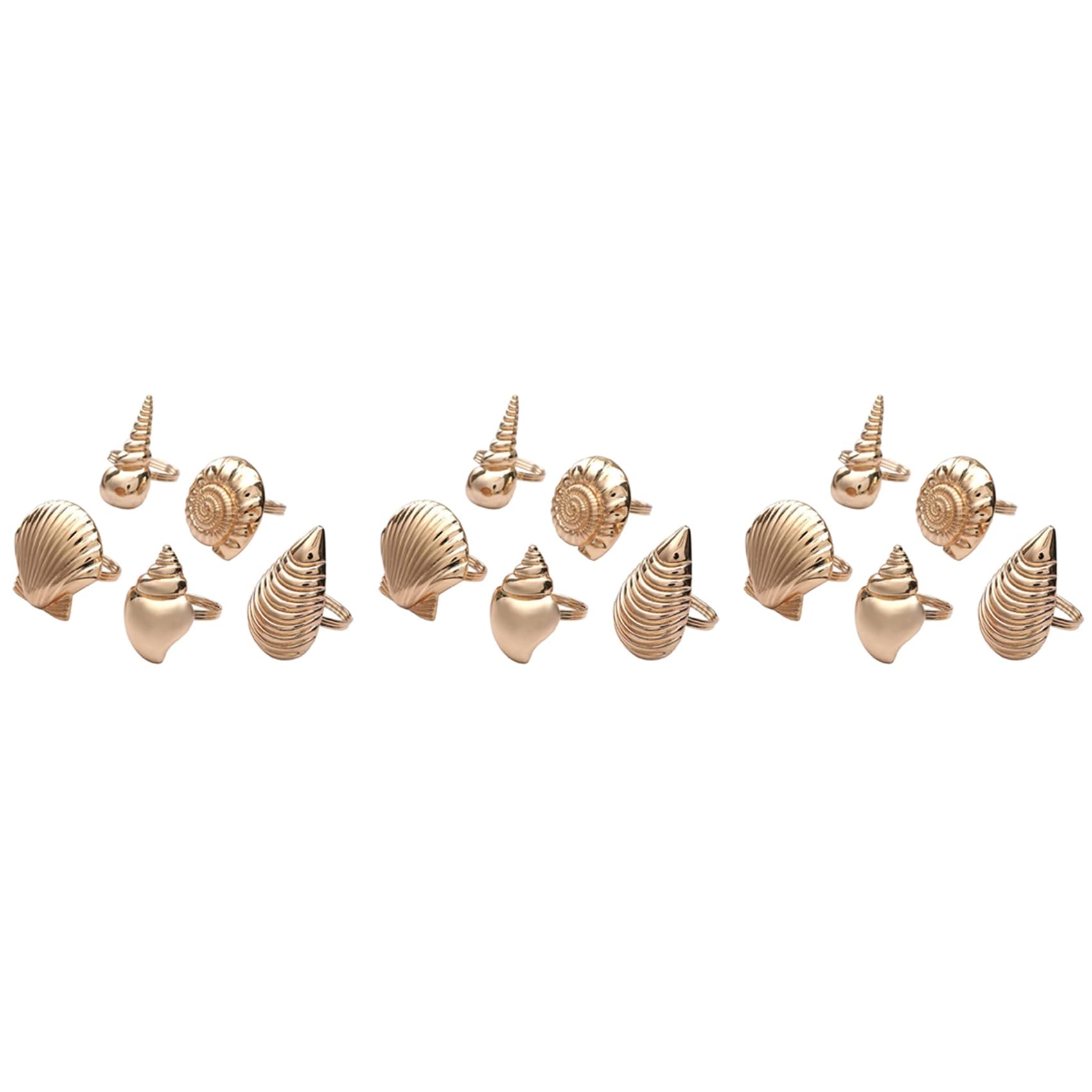 Hndhbfgrt 15X Coastal Theme Sea Shells Metal Napkin Rings for Weddings Receptions,Dinner Parties,Family Gatherings,Table Supplies