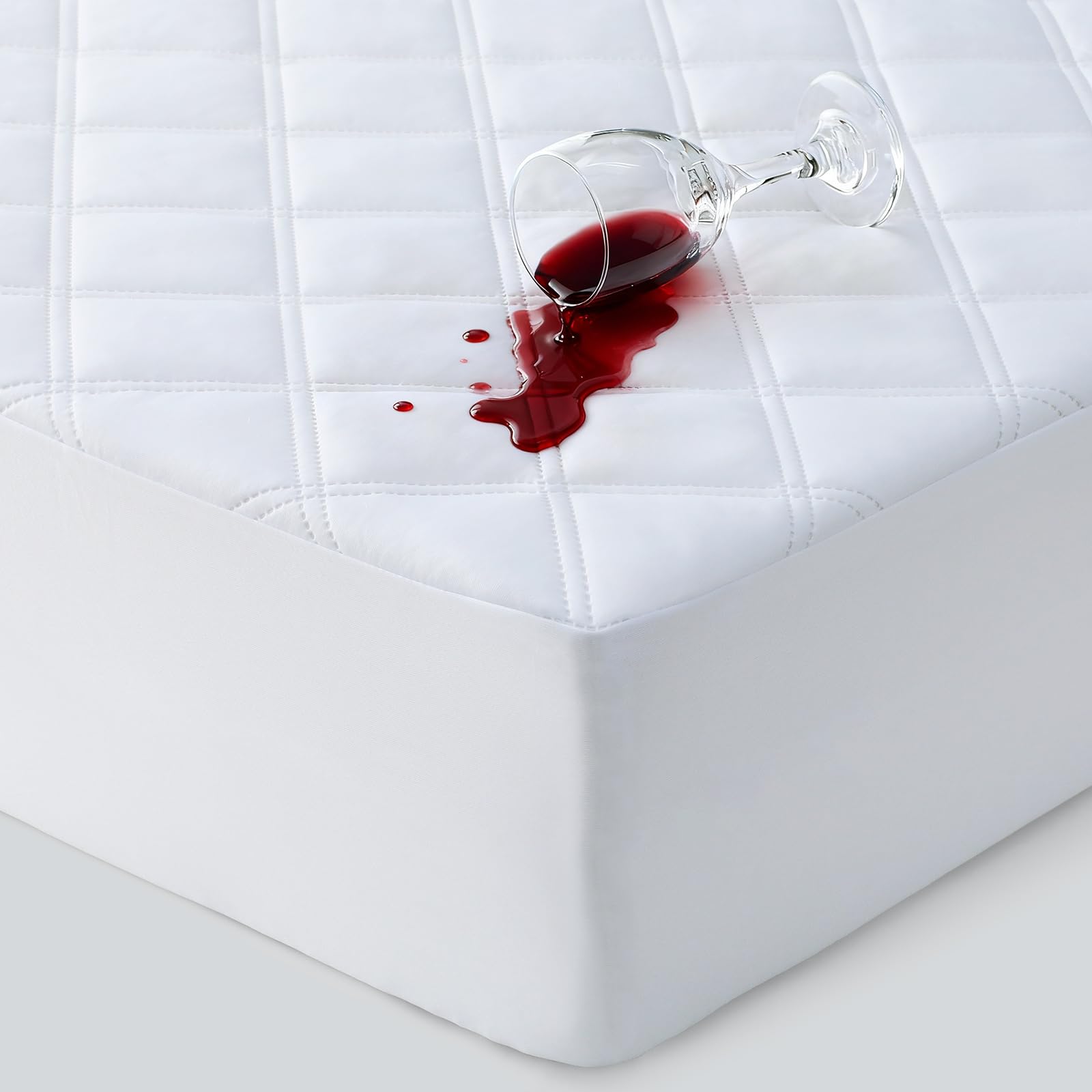 Yoofoss Double Waterproof Mattress Protector Extra Deep Fit 40cm Skirt Mattress Cover Mach...