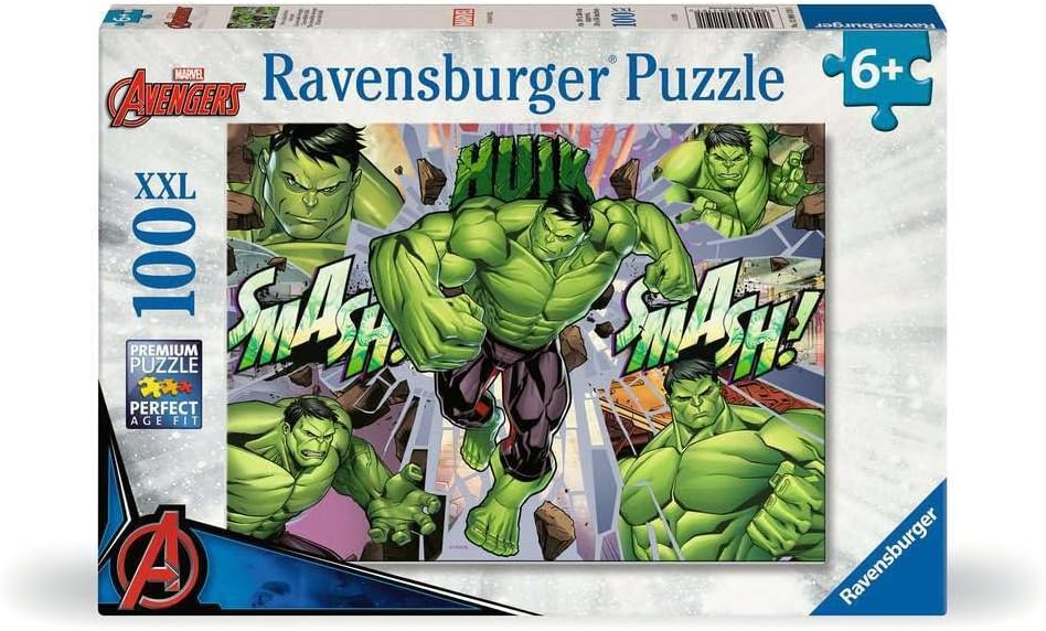 Ravensburger - Jigsaw Puzzles XXL Marvel Hulk | Puzzle 6 Years Or Over | Gift Child 6 Years Or Over 100 Pieces | Puzzles Children 36 X 49 Cm | Ravensburger Puzzle