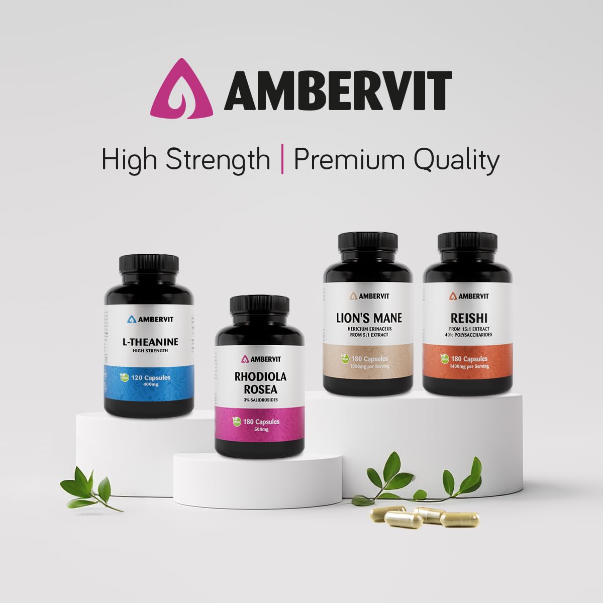 Rhodiola Rosea Kapseln 500 mg – 180 Stück – Mit 3% Salidrosid – Rosenwurz Kapseln Hochdosiert – Premium Rhodiola Rosea Extrakt – Vegan, Ohne Künstliche Füllstoffe & Allergenfrei – Ambervit