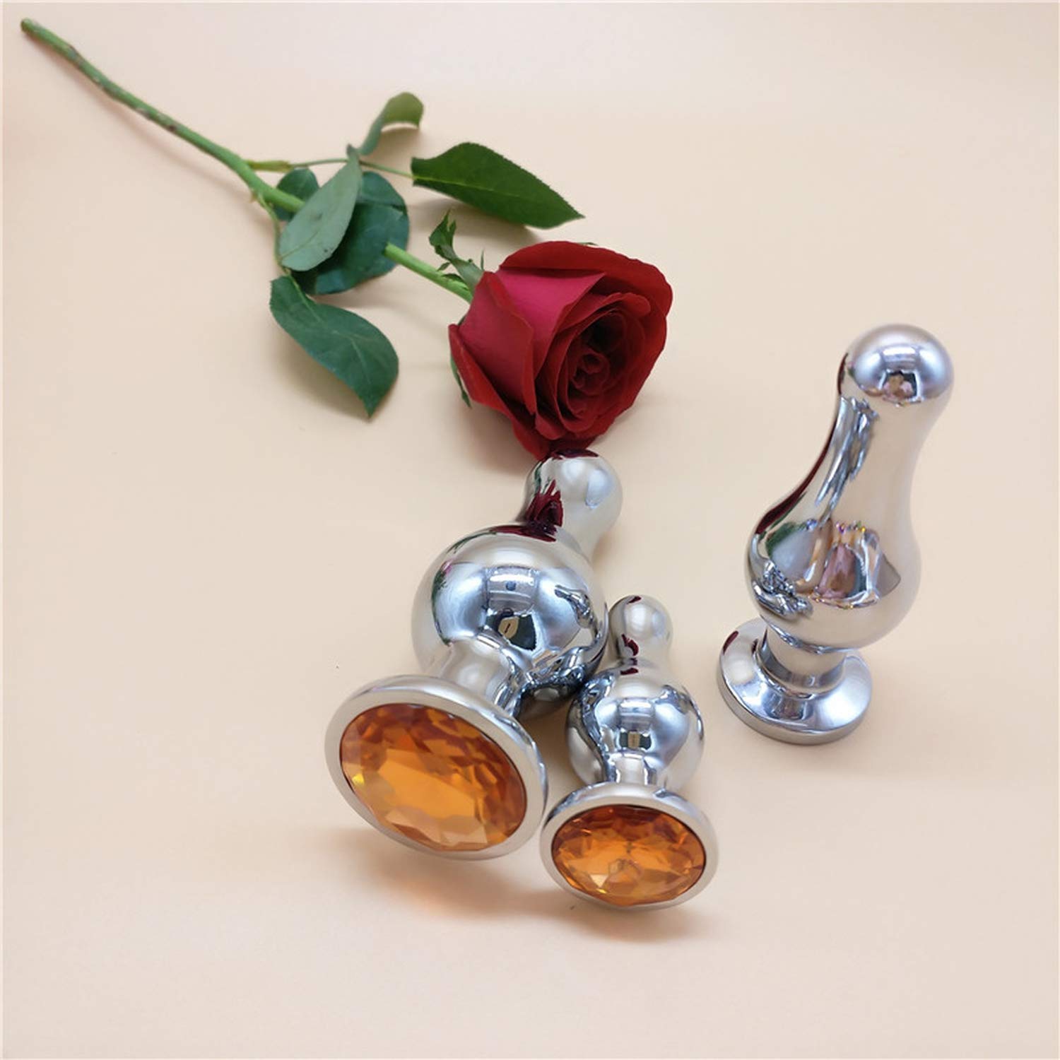 Mywine Low Noise to-ys to-y Big But-t Plu#g Set Large Bolas analees Metal analePlu#g Stainless Steel But-tPlu#g anale to-ys for Woman Men GAI,Pink Set,OrangeSet