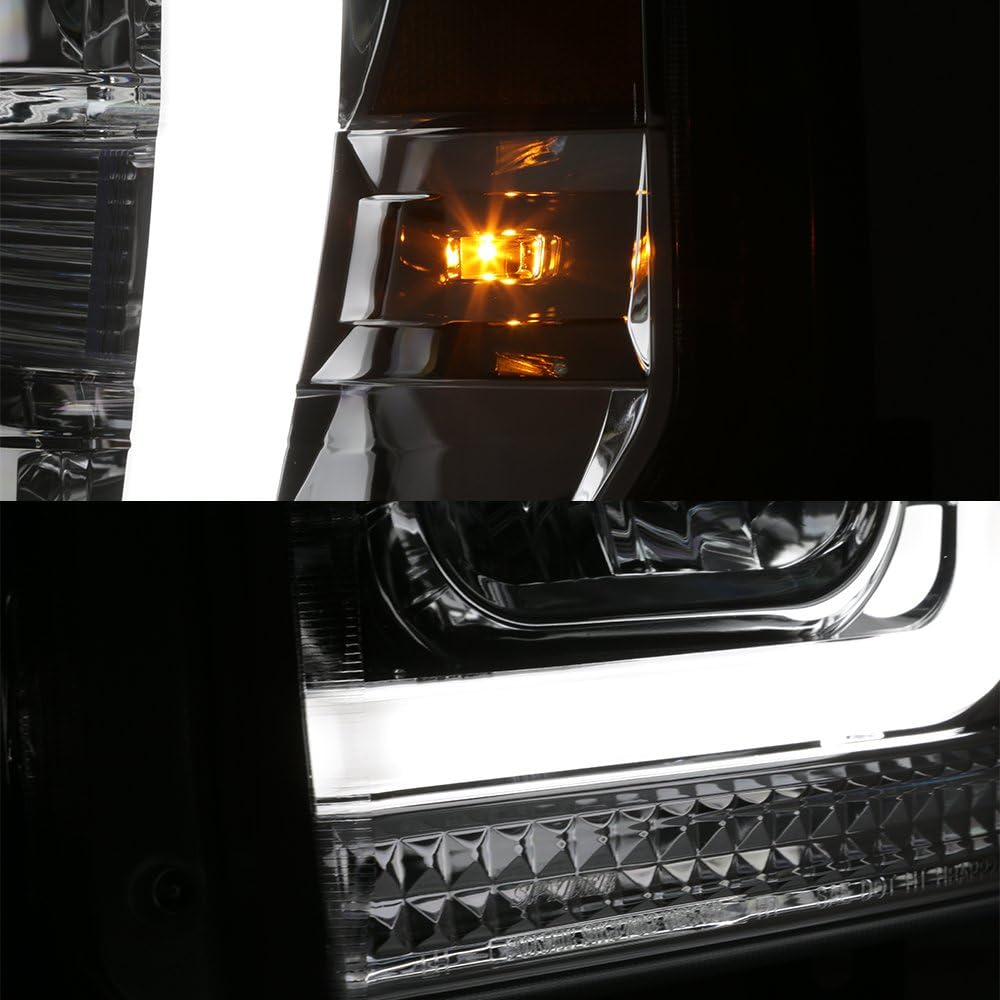 AKKON - For 2008-2010 Ford F250 F350 F450 F550 Superduty LED Tube Projector Headlights Driver+Passenger Pair