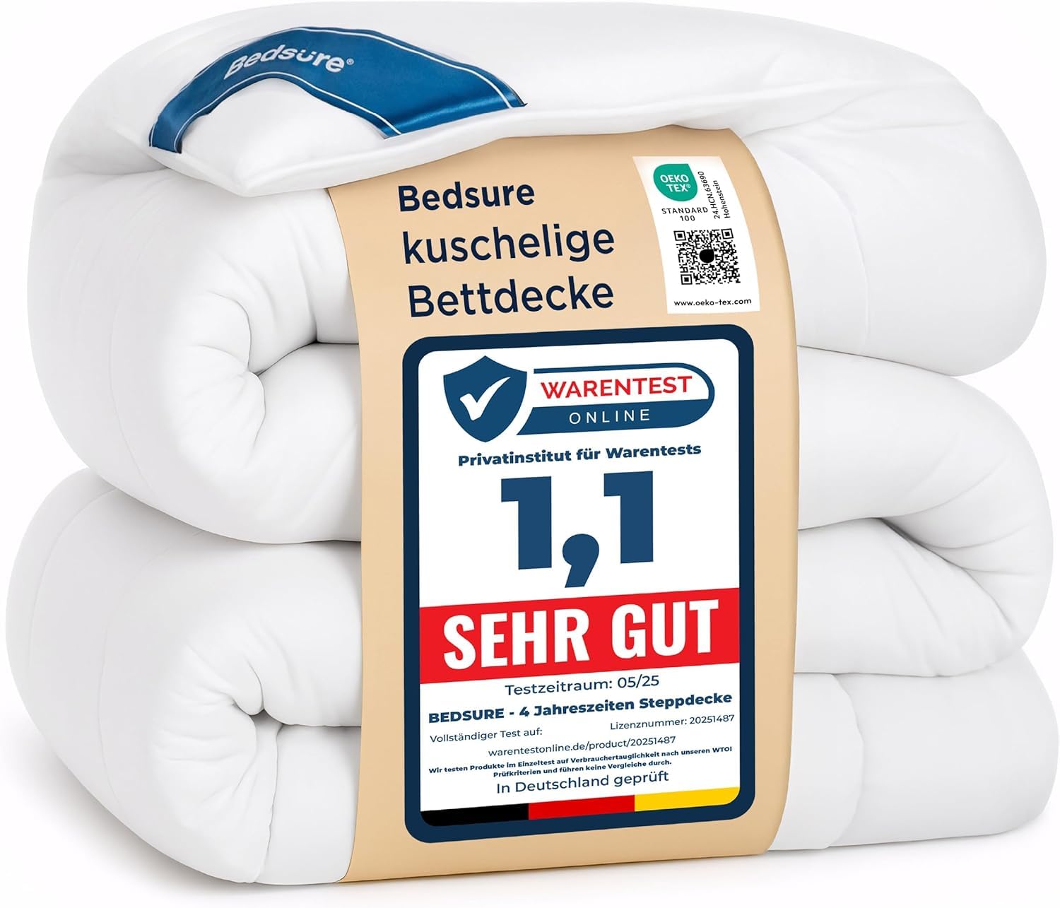 BEDSURE Bettdecke 135x200 Ganzjahresdecke Steppdecke - Bettdecke 135x200cm 4 Jahreszeiten Bettdecken - Oeko-TEX Zertifiziert 300GSM Weiß Sommerdecke, Weiche Warm Duvet Schlafdecke für Allergiker