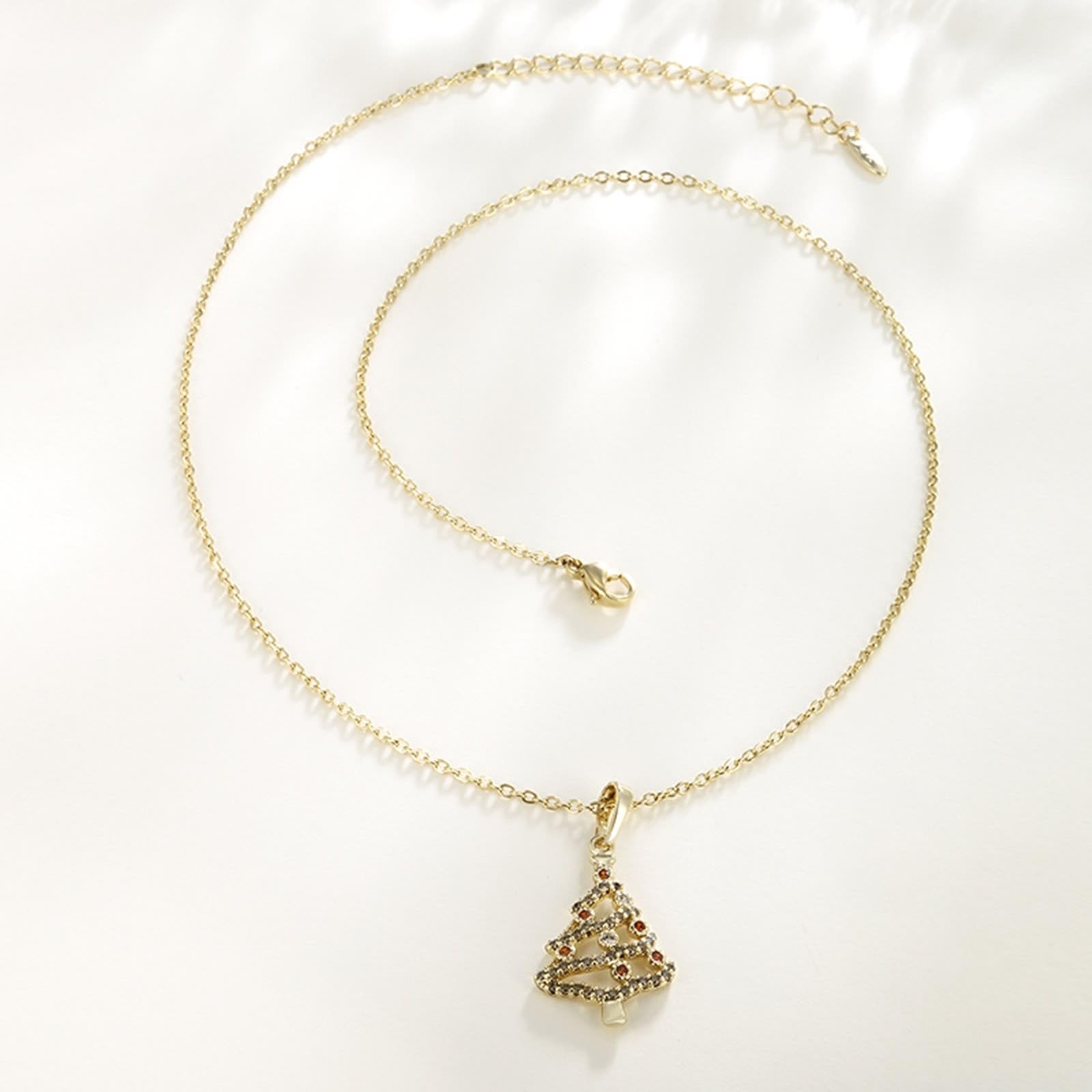 Naszyjnik 9K/14K/18K złoto z diamentem, zawieszka choinkowa 45 cm