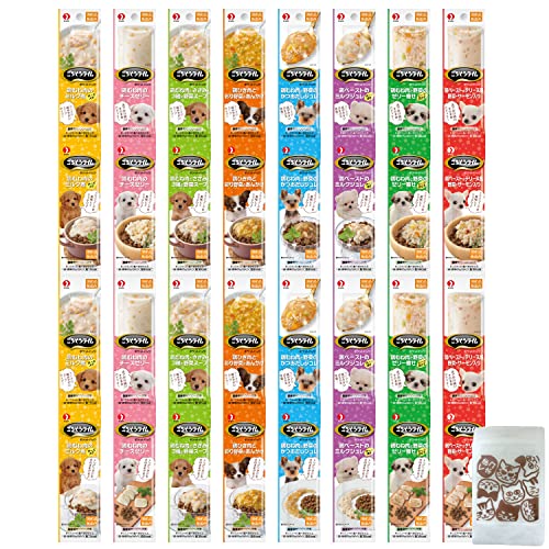 ごちそうタイム ドッグフード ポケットパック 100g(25g×4連) 8種×1 (計32食） くまねこ本舗オリジナル猫柄ミニ保存ジッパー袋付き セットのサムネイル