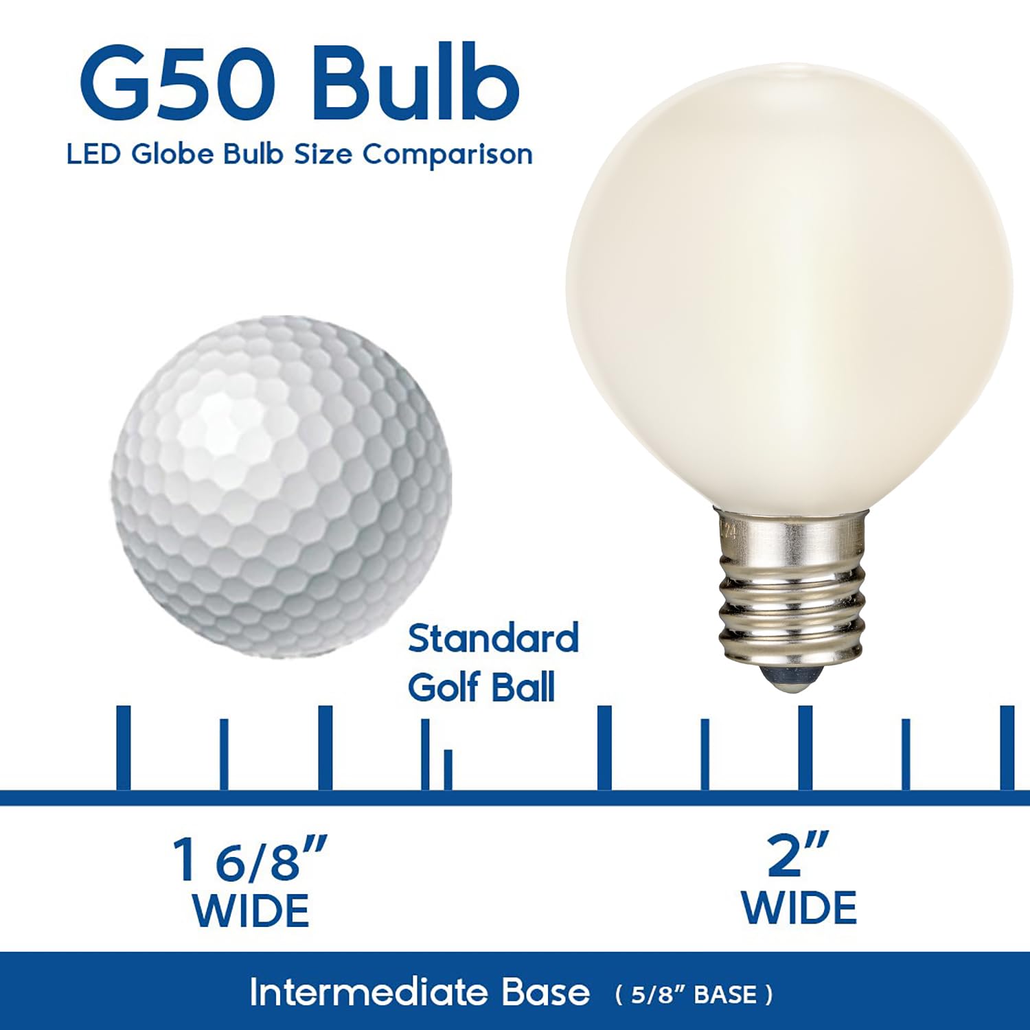 Novelty Lights 25er Pack G50 LED Kunststoff Filament Outdoor Patio Globe Ersatzbirnen, Frosted Warmweiß, E17/C9 Sockel. 06 Watt..