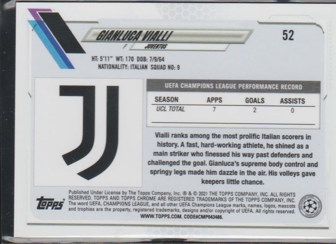 Carte Panini Juventus 1994 #257 - Gianluca Vialli - Officielle