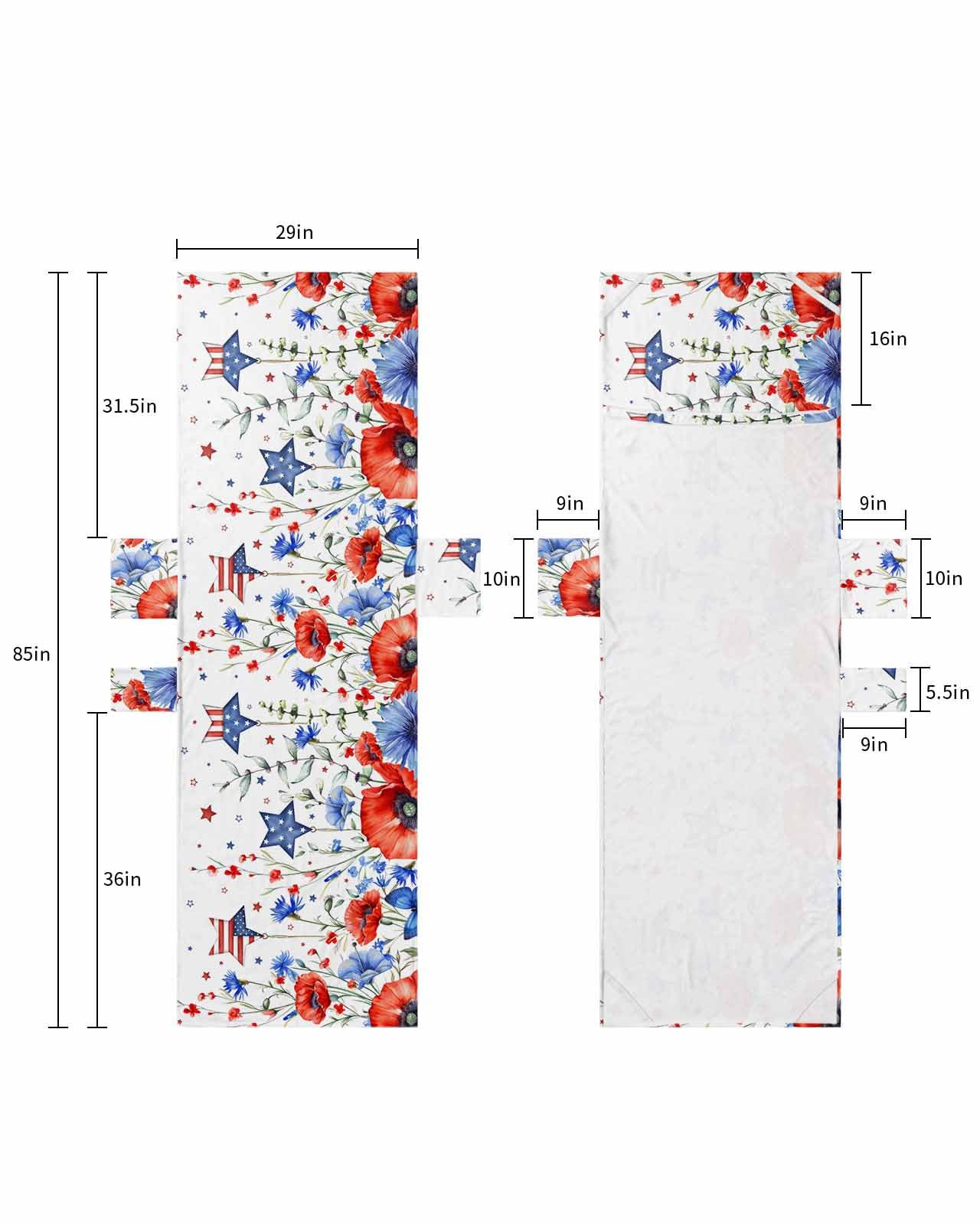 4th of July Beach Lounge Chair Towel Cover, Soft Chaise Lounge Towel with Side Pockets Patio Pool Chairs Cover for Beach/Pool Sunbathing 29x85 Blue Red Floral Star Independence Day