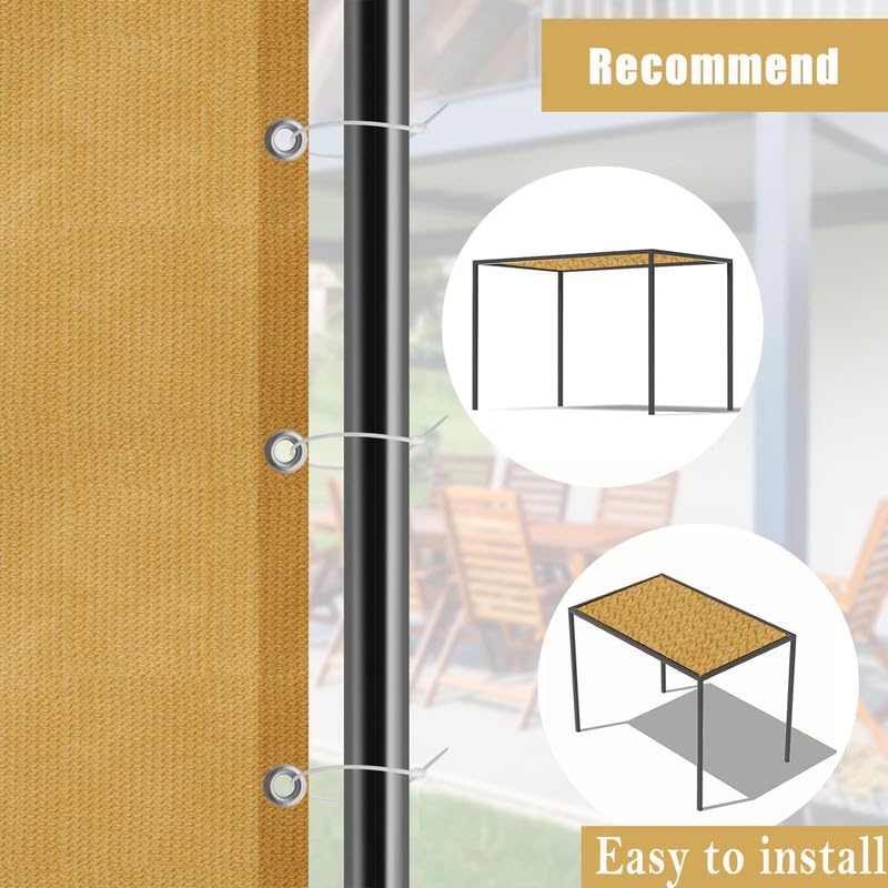 Image of MetDeals HDPE Knitted Balcony Sun Shade Sail Canopy Cover for Outdoor, Garden & Terrace|UV & Sun Protection with Rustproof Eyelet & Cable Tie for Easy Installation(Beige, 9.5x12 Ft)(Pc 1)