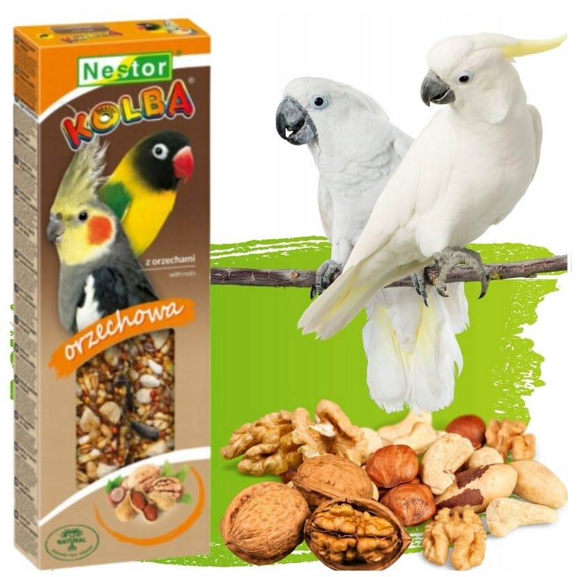 Twin Pack Cockatoo Large Parakeets Parrot Cockatiel NUTS Seed 2x Sticks Parrots Canaries 115g Wild Bird Food Budgie Conures Finches Birds Snacks Pack of Two Treats with Hooks