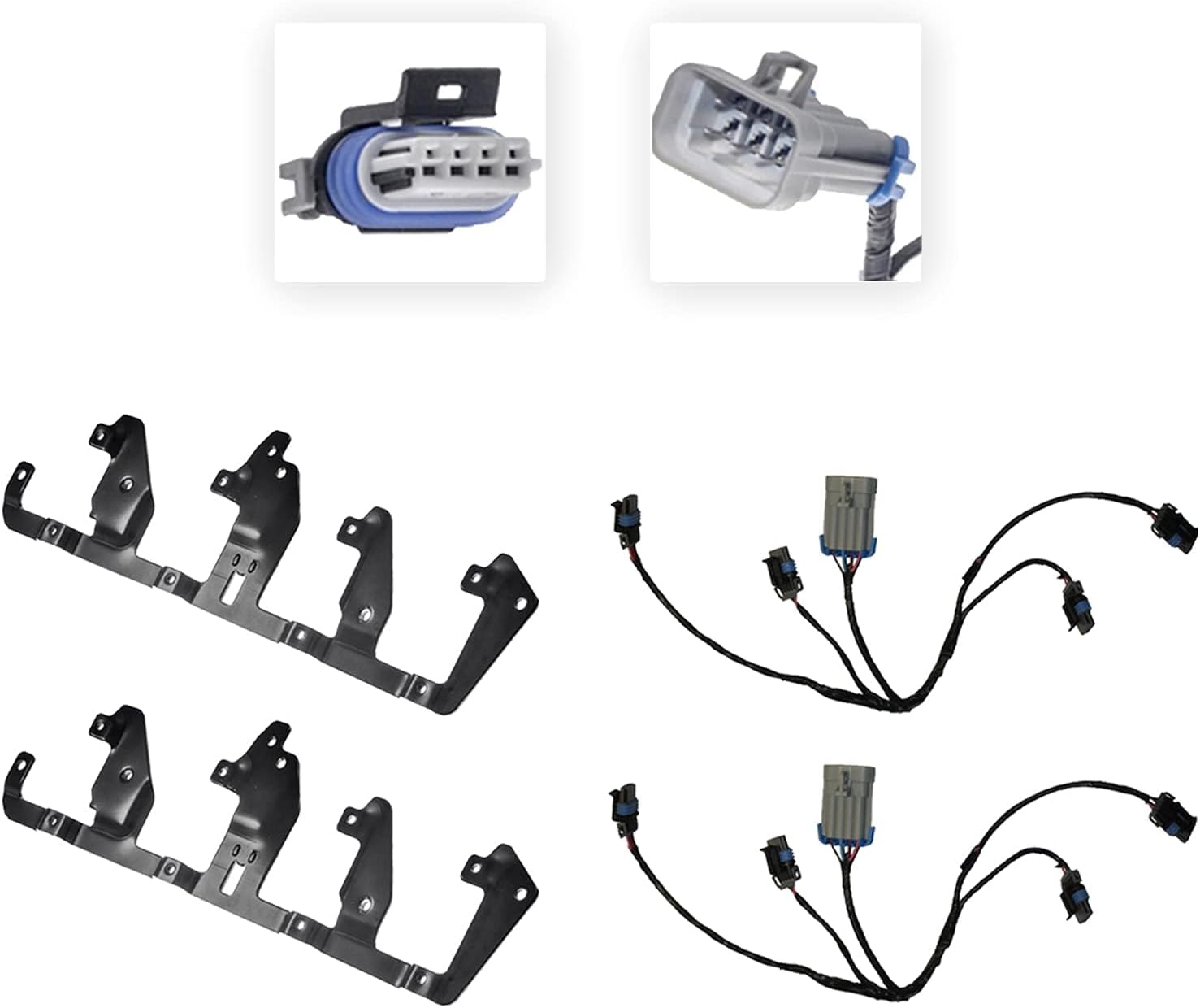 Set of 2 New Herko Automotive Ignition Coil Harnesses and Brackets 12579355 For LS2 LS4 LS7 Engines 2009-2012