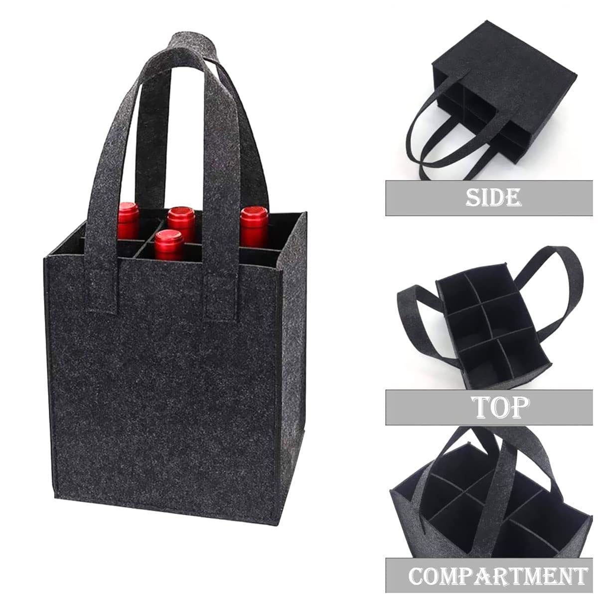 Borse Portabottiglie In Feltro - 2 Pezzi Da 6 Bottiglie Per Picnic E Feste - Foto 7