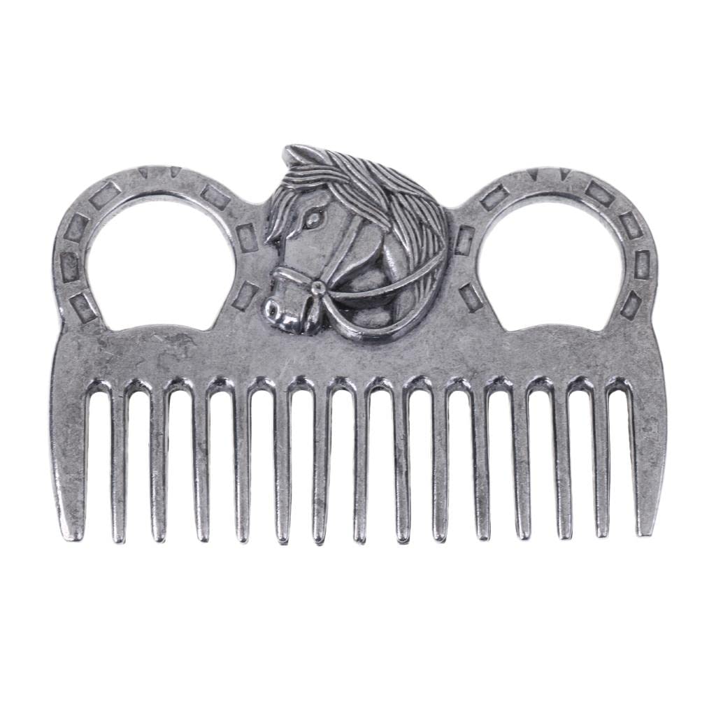 ATORSE Stainless Steel Pony Horse Grooming Comb Equestrian Tools-image-0