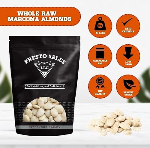 Miniatura 18 de Presto Sales Almonds, Marcona Spanish Roasted Salted Whole 16 oz. Reina de las almendras, vegano, ideal para todas las edades Más húmedo, más