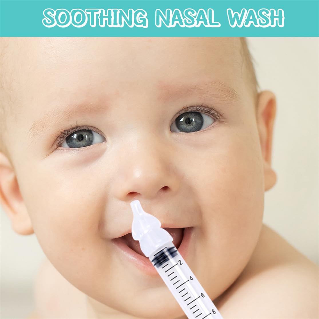 Irrigador nasal limpiador de nariz de bebé, 2 unidades, riego nasal profesional infantil, higiene nasal portátil con punta de succión nasal de silicona reutilizable para enjuagar