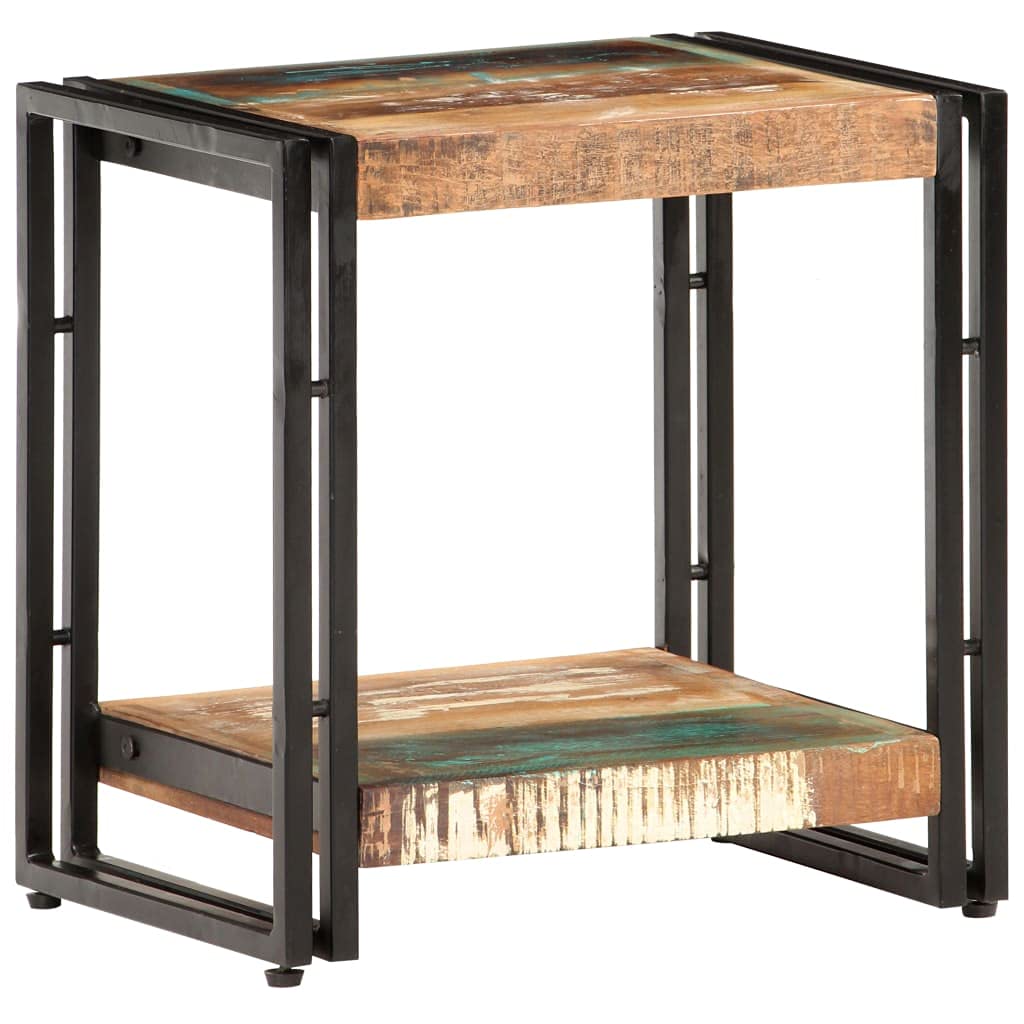 Beistelltisch Altholz Massiv 40x30x40 cm Couchtisch mit Ablagefach und Stauraum für Wohnzimmer Schlafzimmer Büro Flur als Nachttisch oder Sofatisch im Industriestil mit Rollen und Regal