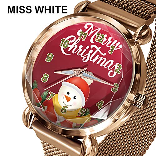 Ajcoflt Christmas Eve Letters Festive Fashion Student Feminino Trend Fecho magnético Relógio Gold Sh