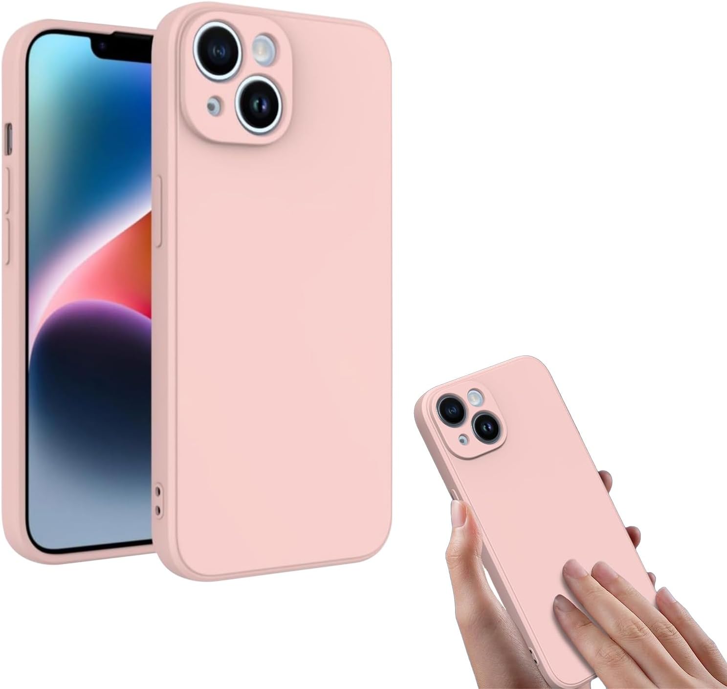 Liquid Silicone Case, Protective Cover Compatible Custom Phone, Shockproof Anti-Slip Phone Case for Scratch Resistant Pink