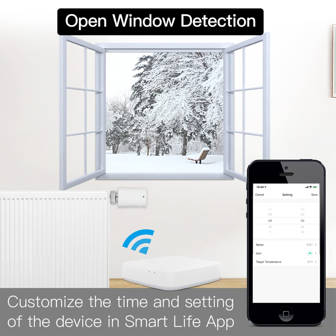Válvula termostática inteligente Zigbee para radiador, compatible con control remoto por aplicación Smart Life, control de voz por Alexa Google Home