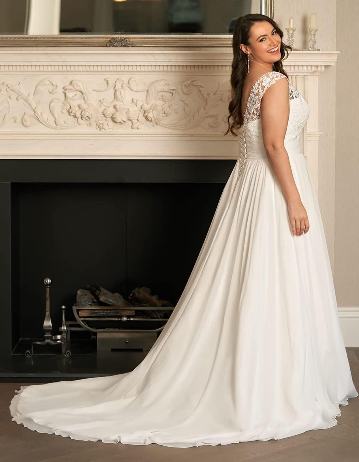 JAEDEN Große Größen Brautkleid Boho Brautkleider Hochzeitskleider für Damen Schlicht