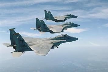 McDonnell Douglas F15 Eagles in Flight Photo Photograph Fighter Jet Airplane Aircraft Plane Cool Wall Art Print Poster 36x24