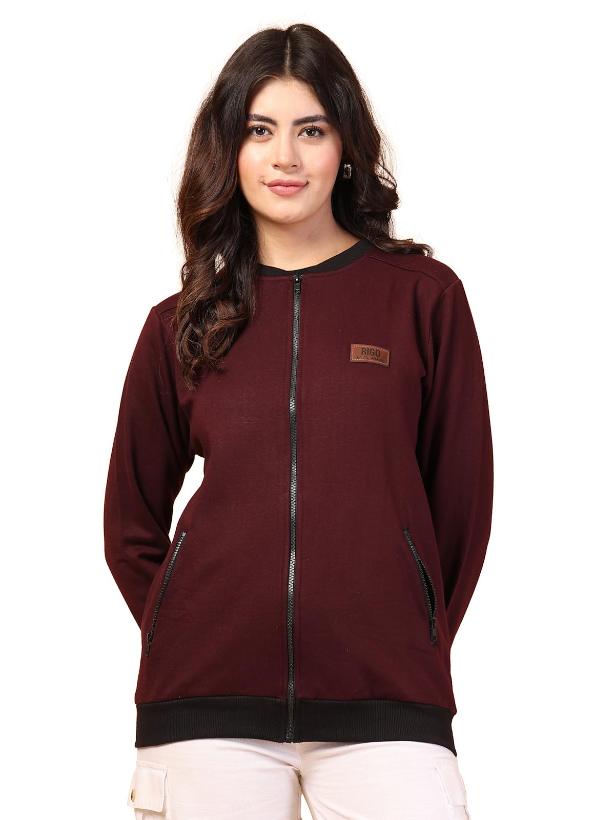 Fleece Winter Wear Solid Oversized Jackets for Women | Mandarin Neck Zipper Oversize Jackets for Women | Full Sleeves Oversize Jacket for Women-image-6