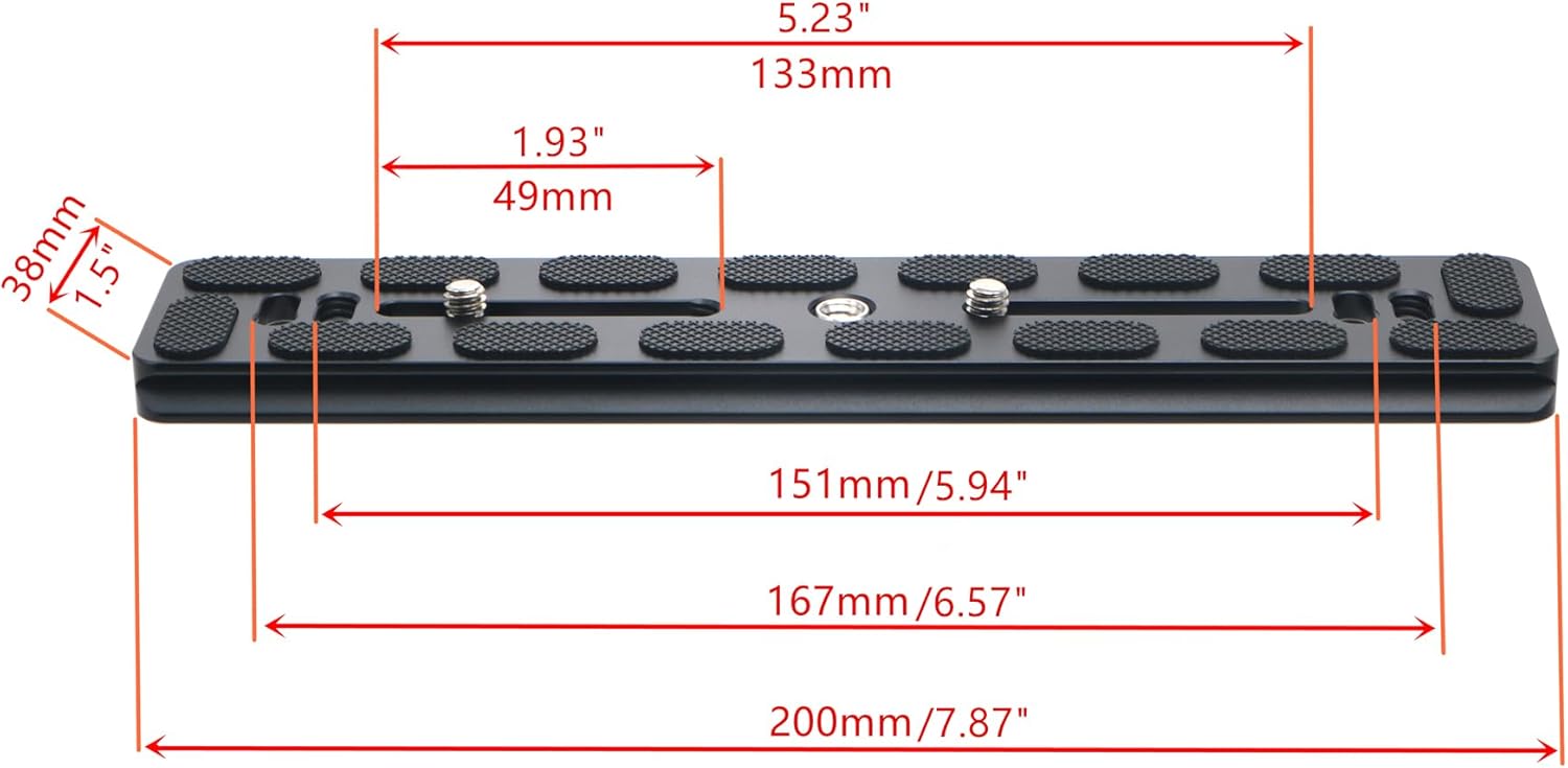 PU-200 200mm Universal Lengthened Quick Release Plate Slide Rail with D-Ring Screw for Tripod Ball Head DSLR Camera, Arca-Swiss Compatible - Image 3