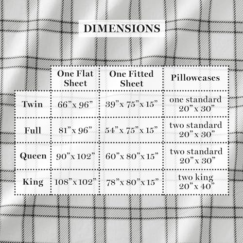 Image of Martha Stewart - Flannel Sheets Queen Size, Anti-Pilling & Wrinkle Resistant Cotton, Touchably Soft for All-Season Comfort - Bed Sheets with Matching Pillowcases & Fitted Sheet (Holiday Windowpane)