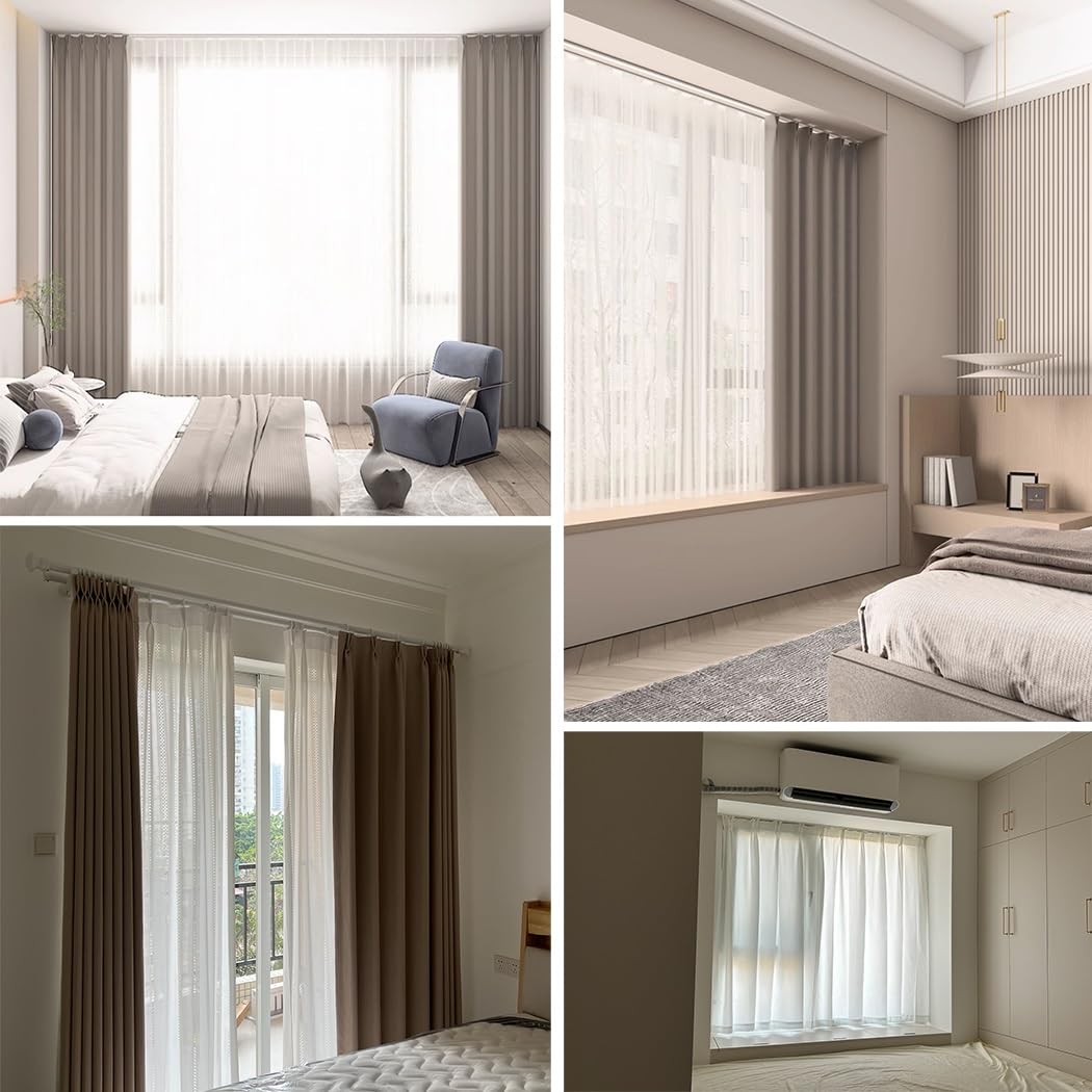 Rail De Rideau Double Pour Fenêtre, Rail Rideaux Plafond Longueur De 50 À 600 Cm, Rail De Plafond En Aluminium Métal Blanc Pour Diviseur De Pièce(110cm/3.6ft)