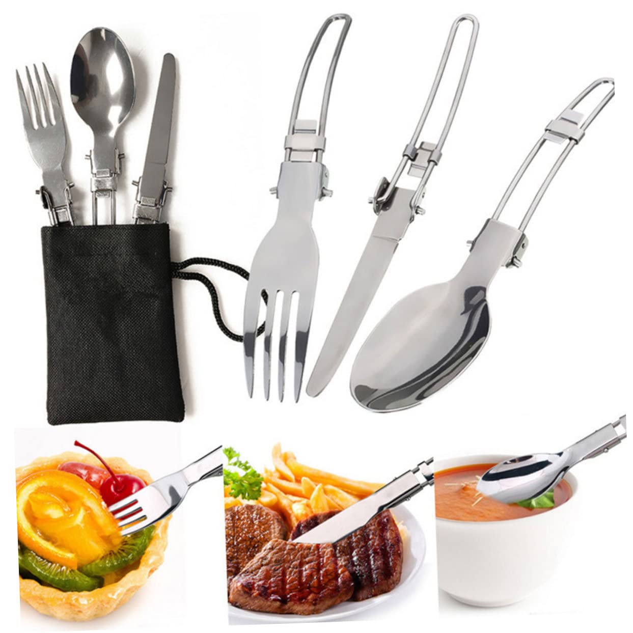 Ustensiles Cuisine de Camping Pliables 1 Set en Alliage D’aluminium Orange | Usage Camping et Escalade, Pratique et Résistant aux Hautes Températures, Format Portable Cuisine Extérieure