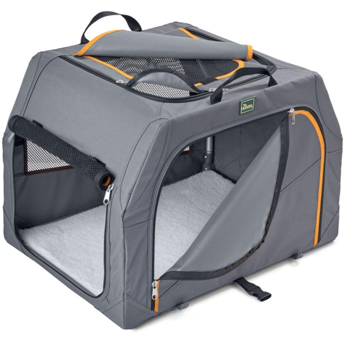 HUNTER Box transportino per Cani con Telaio in Alluminio 61x45,5x43 cmgrigio Antracite/Arancione